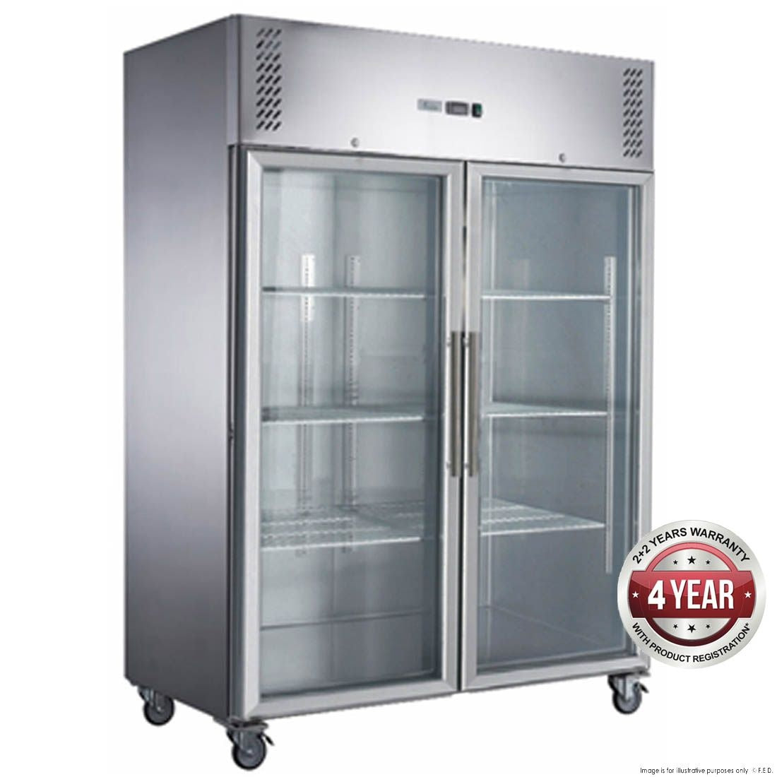 F.E.D. FED-X S/S Two Full Glass Door Upright Freezer - XURF1200G2V Mattys