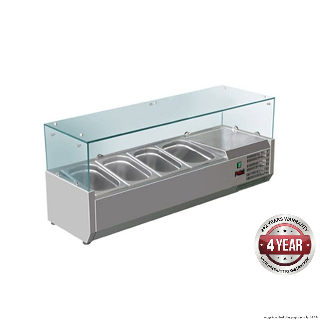 F.E.D. FED-X - XVRX1200/380 Flat Glass Salad Bench