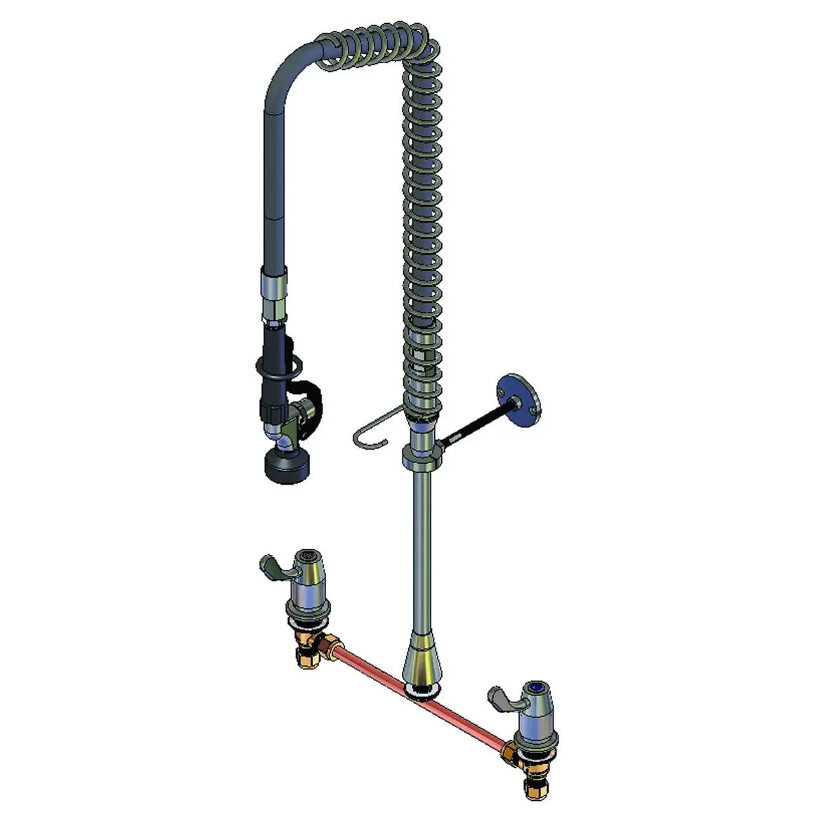 Dishwashing Yellow Tapware Premium Deck Mount Pre Rinse Assembly with Y729 Gun Overall Height 960mm - YHS021 Mattys