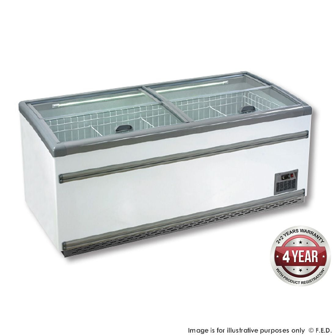F.E.D. Temperate Thermaster Supermarket Island Dual Temperature Freezer & Chiller? with Glass Sliding Lids ZCDL210S Mattys