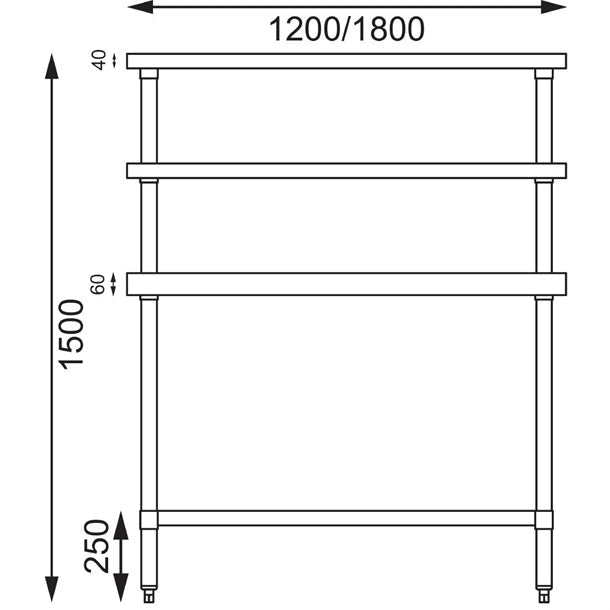 Benches Vogue Stainless Steel Prep Station 1200x600mm - CC359 Vogue