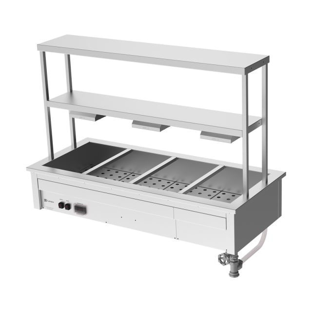 Culinaire Drop In Bain Marie with Double Gantry & Heat Lamps to Bottom Shelf CH.BM.D.GDB.3 Culinaire