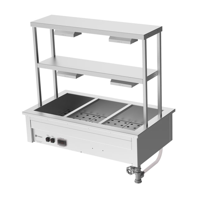 Culinaire Drop In Bain Marie with Double Gantry & Heat Lamps to Bottom & Top Shelves CH.BM.D.GDD.3 Culinaire