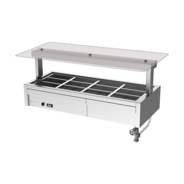 Culinaire Under Bench Counter Line Bain Marie With Flat Glass Gantry - Stainless Steel Fixings CH.BMC.U.GSF.4 Culinaire