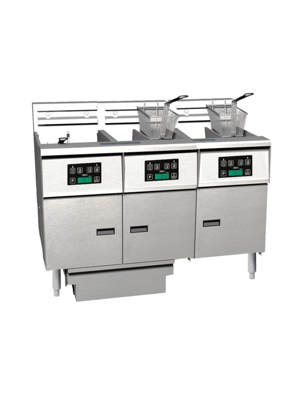 Anets Platinum Series Electric 3 Bank Fryer- Filter Drawer Computer Control - FDAEP314C Anets