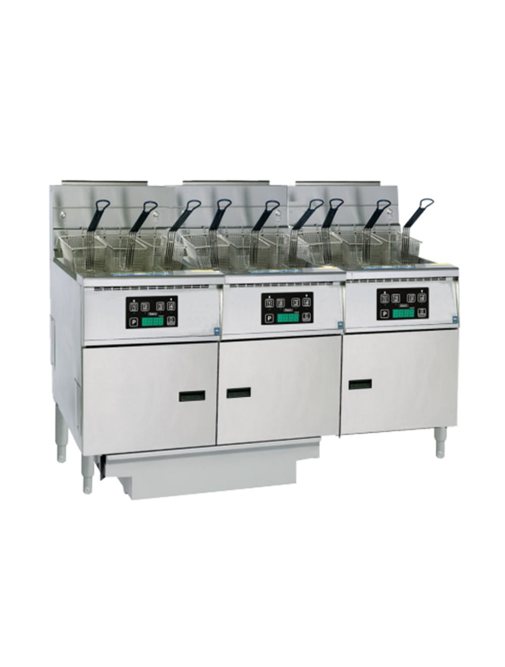 Anets Platinum 75 Series Gas 3 Fryer Filter Drawer System Computer Control - FDAGP375C Anets