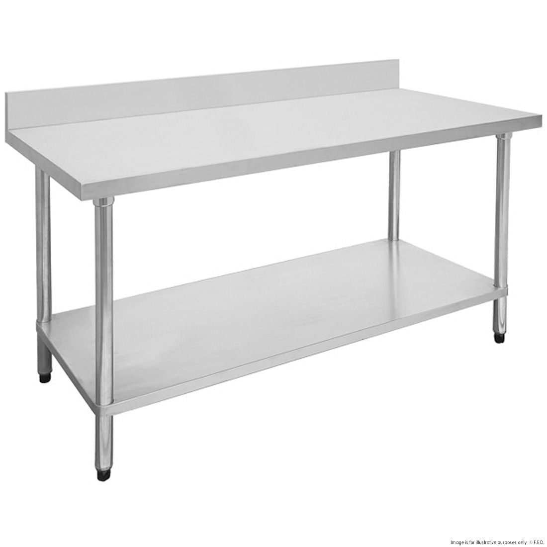 F.E.D. Modular Systems 1500-7-WBB Economic 304 Grade Stainless Steel Table With Splashback 1500x700x900 Mattys