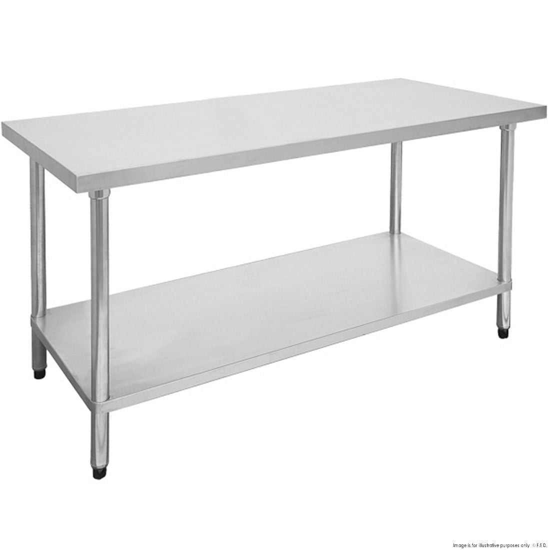 F.E.D. Modular Systems 2400-6-WB Economic 304 Grade Stainless Steel Table 2400x600x900 - 6 legs Mattys
