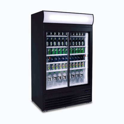 Bromic Upright Display Fridge  - 945L - 2 Doors - Sliding - Flat Glass - Lightbox 3735048-NR