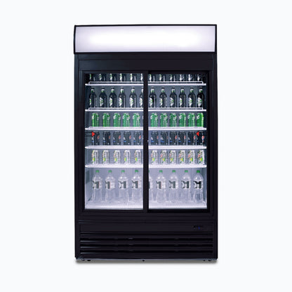 Bromic Upright Display Fridge  - 945L - 2 Doors - Sliding - Flat Glass - Lightbox 3735048-NR