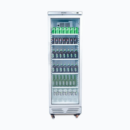 Bromic Upright Display Fridge - 372L - 1 Door - Flat Glass - White with Silver Trim 3736035-NR