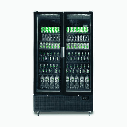 Bromic Upright Display Fridge - 1126L - 2 Door - Flat Glass - Black 3736237