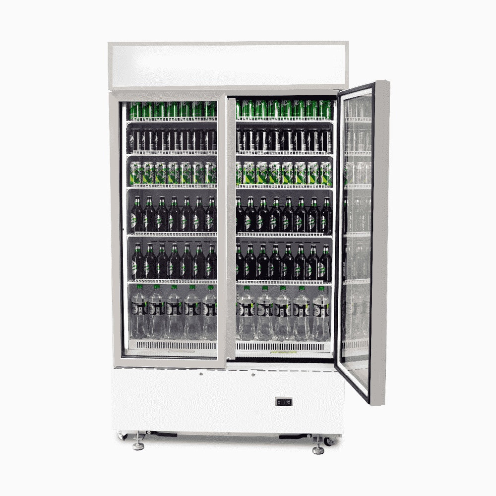 Bromic Upright Display Fridge - 960L - 2 Doors - Flat Glass - Cassette - White 3736250