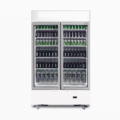 Bromic Upright Display Fridge - 960L - 2 Doors - Flat Glass - Cassette - White 3736250
