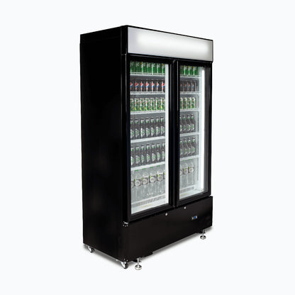 Bromic Upright Display Fridge - 960L - 2  Doors - Flat Glass - Cassette - Black 3736251