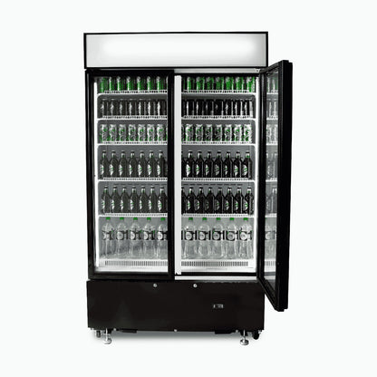 Bromic Upright Display Fridge - 960L - 2  Doors - Flat Glass - Cassette - Black 3736251