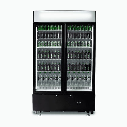 Bromic Upright Display Fridge - 960L - 2  Doors - Flat Glass - Cassette - Black 3736251