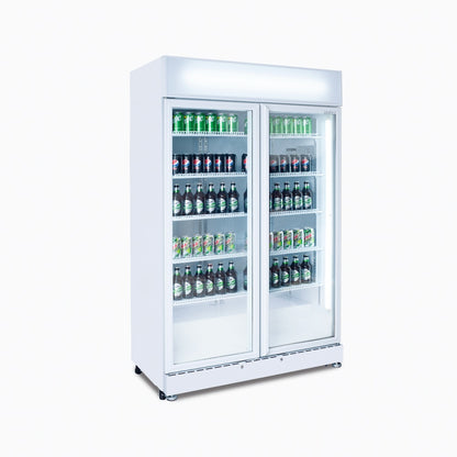 Bromic Upright Display Fridge - 885L - 2 Doors - Flat Glass - White 3736258-NR