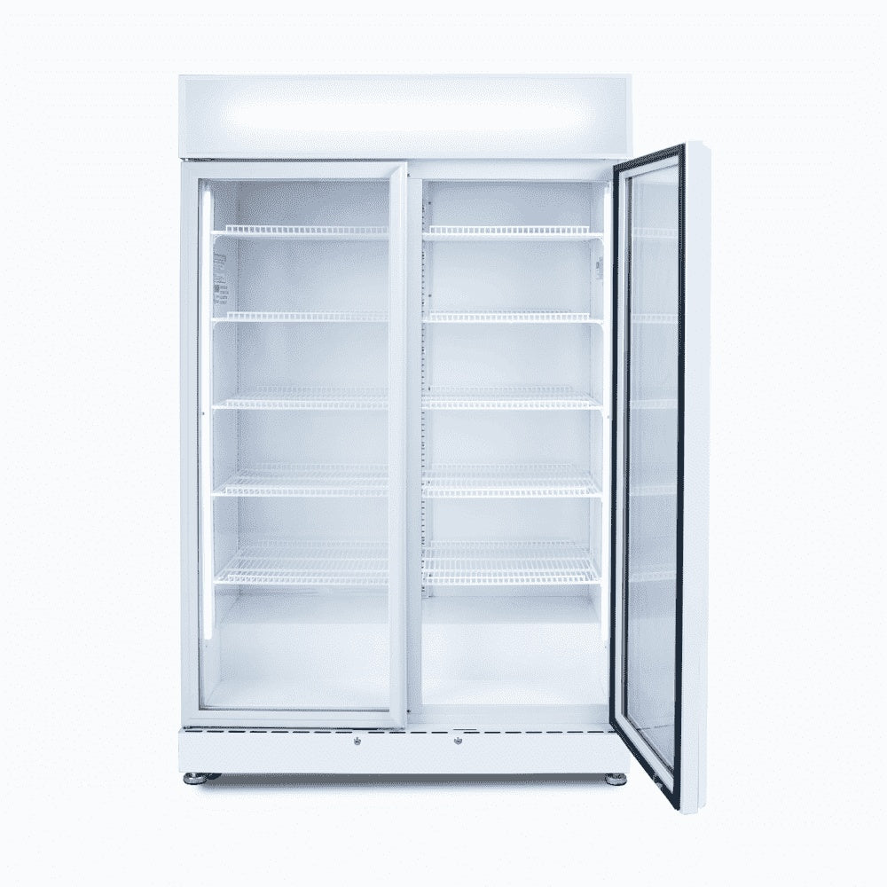 Bromic Upright Display Fridge - 885L - 2 Doors - Flat Glass - White 3736258-NR