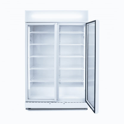 Bromic Upright Display Fridge - 885L - 2 Doors - Flat Glass - White 3736258-NR