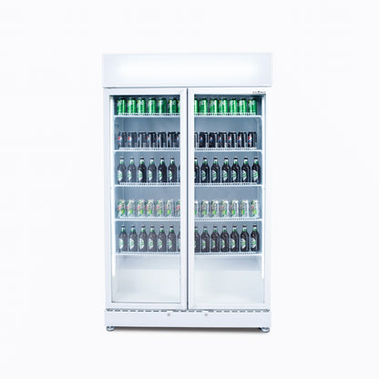 Bromic Upright Display Fridge - 885L - 2 Doors - Flat Glass - White 3736258-NR