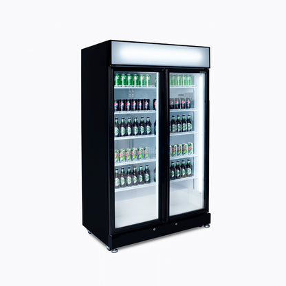 Bromic Upright Display Fridge - 885L - 2 Doors - Flat Glass - Black 3736259-NR