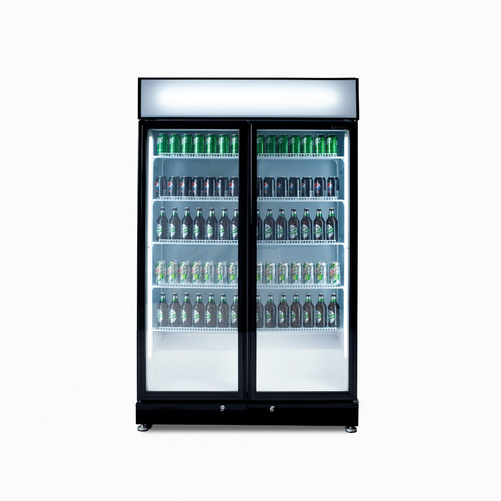 Bromic Upright Display Fridge - 885L - 2 Doors - Flat Glass - Black 3736259-NR