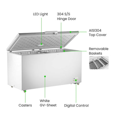 Thermaster 520L Chest Freezer with Stainless Steel Lid - BD520F Thermaster