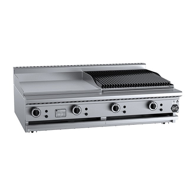 B+S Black BT-GRP6-CBR6BM Gas Combination 600mm Grill Plate & 600 mm Char Broiler - Bench Mounted Mattys