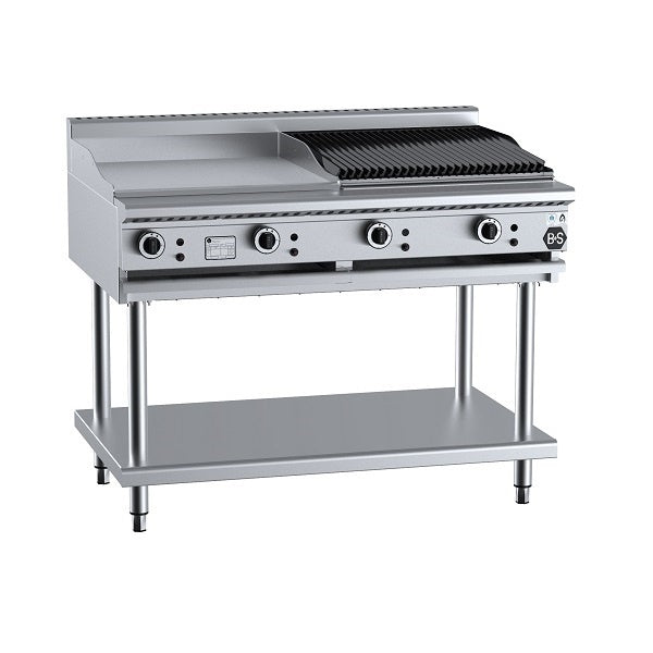 B+S Black BT-GRP6-CBR6 Gas Combination 600mm Grill Plate & 600 mm Char Broiler on Stand Mattys