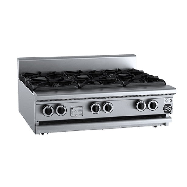 B+S Black BT-SB6BM Gas Six Burner Boiling Top - Bench Mounted Mattys