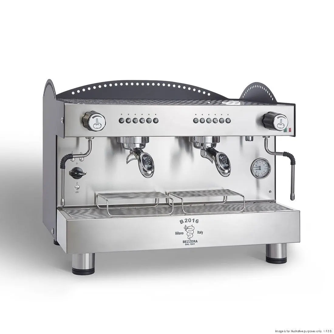 F.E.D. BZB2016B2DE Bezzera 3L Black 2-Group Professional Espresso Machine Mattys