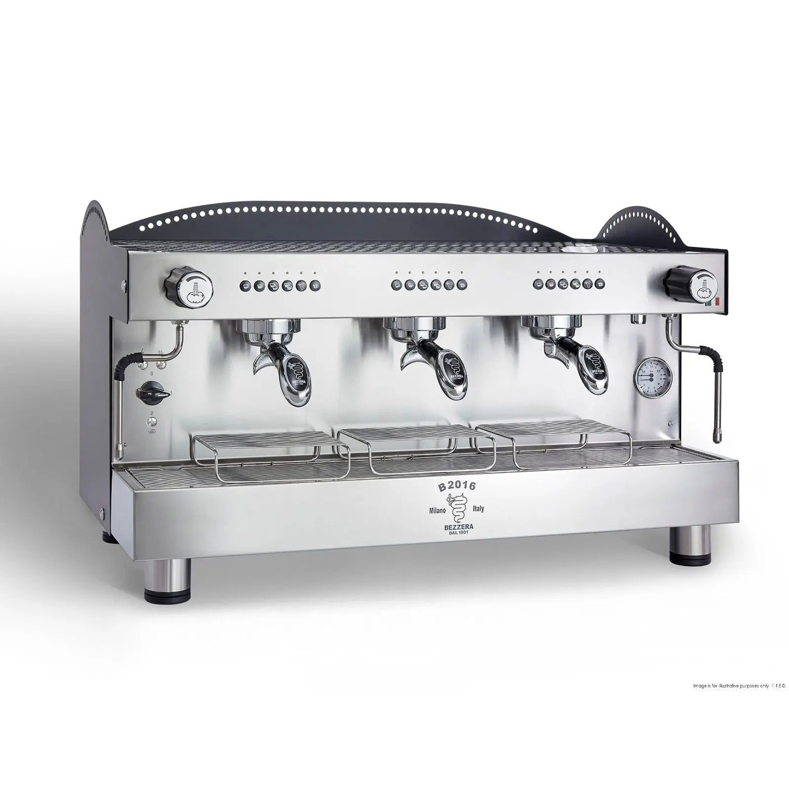 F.E.D. BZB2016B3DE Bezzera 3L Black 3-Group Professional Espresso Machine Mattys