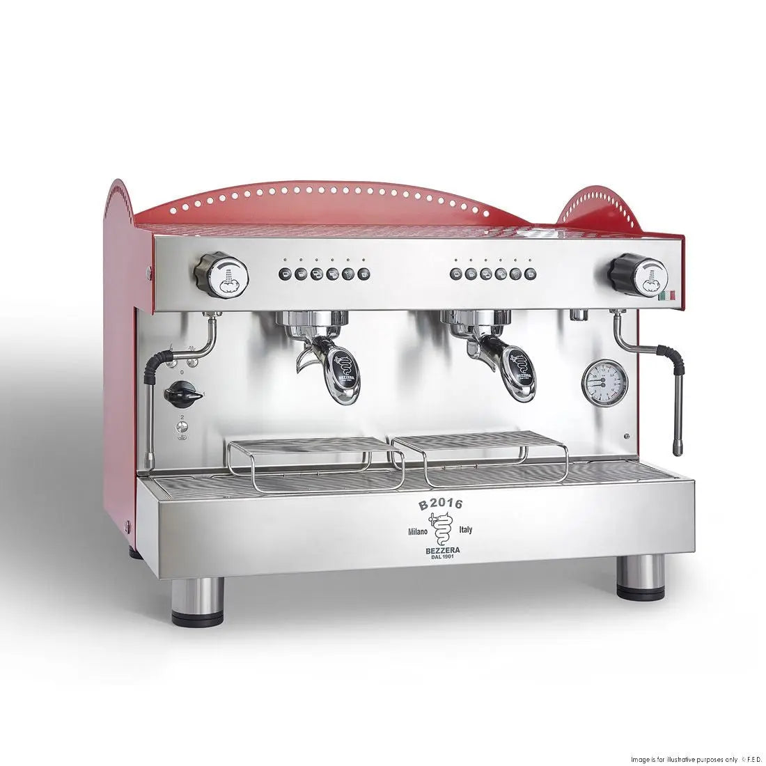 F.E.D. BZB2016R2DE Bezzera 3L Red 2-Group Professional Espresso Machine Mattys
