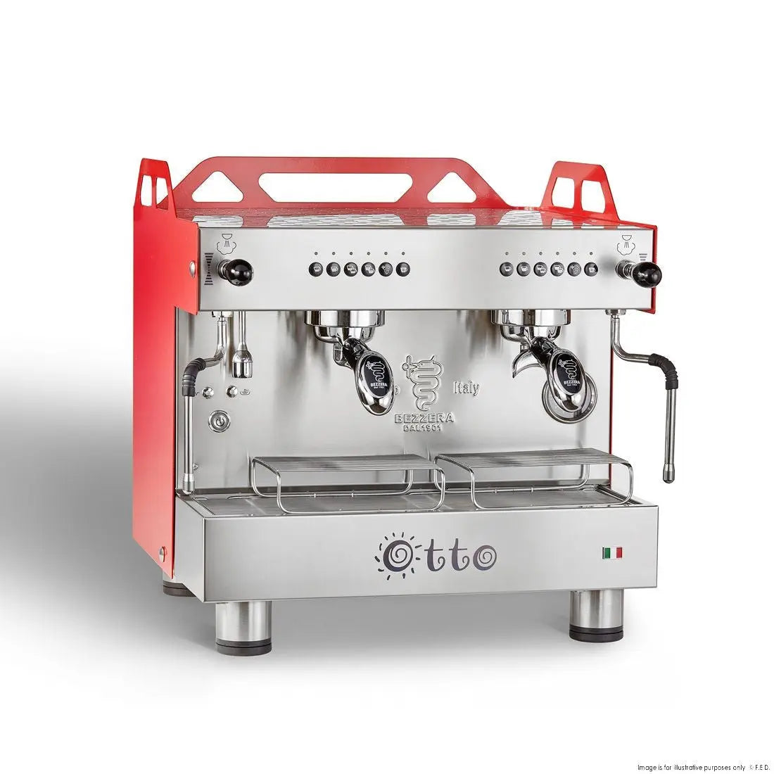 F.E.D. Bezzera OTTO Red Compact 2 Group Espresso Machine BZOTTOCDE2IR1 Mattys