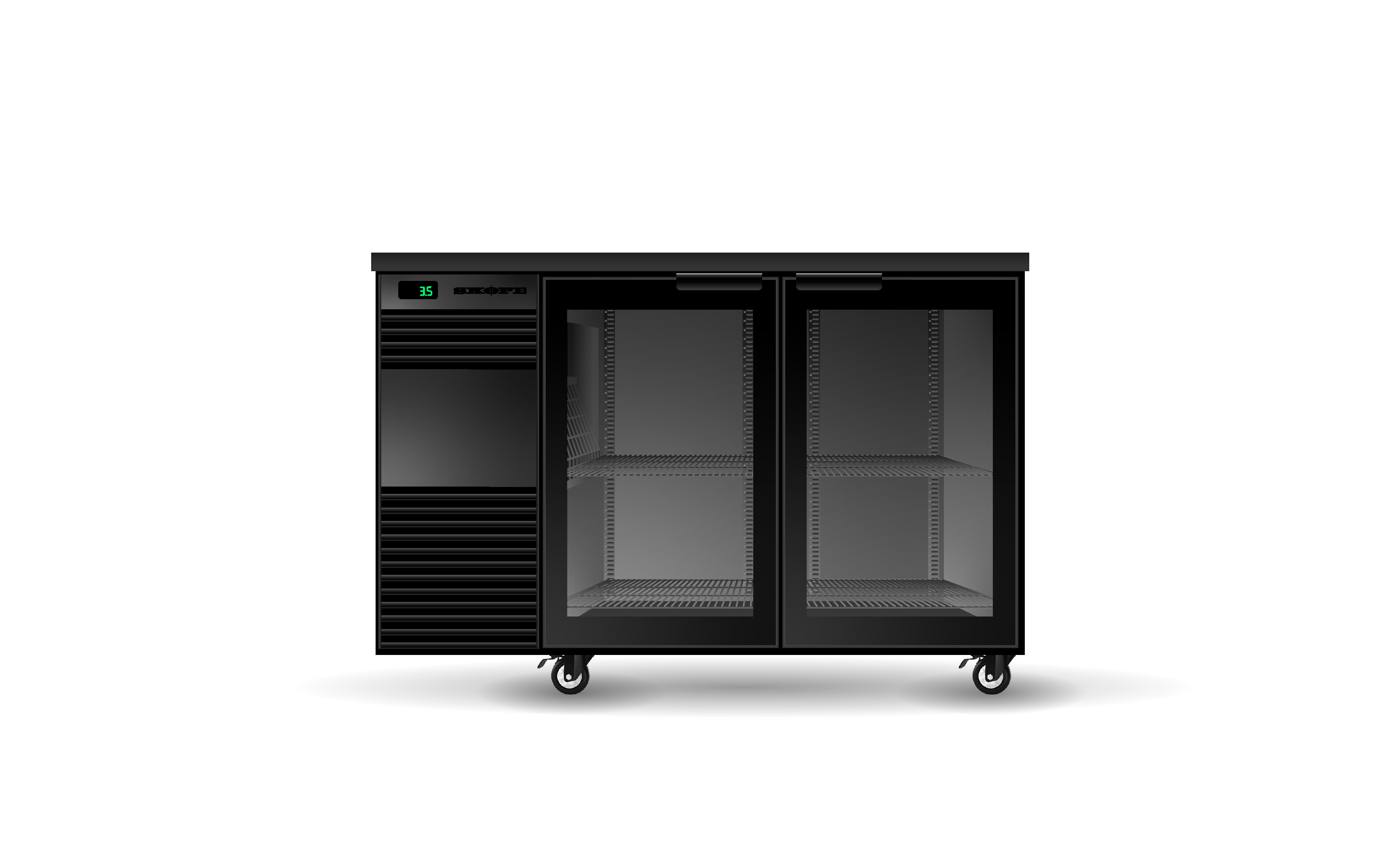 SKOPE BackBar 2 Heated Glass Swing Door Fridge BB.2.GSW.Tr-B - Black SKOPE