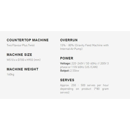 Brullen i26 Pro Twin system Flavour Plus Twist Soft Serve Ice Cream & Frozen Yogurt Machine