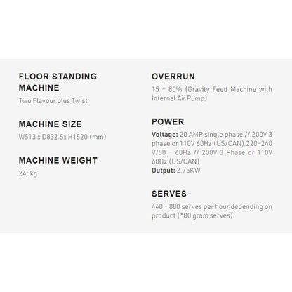 Brullen i95 Pro - 2 Flavour + Twist Floor Standing Ice Cream Machine