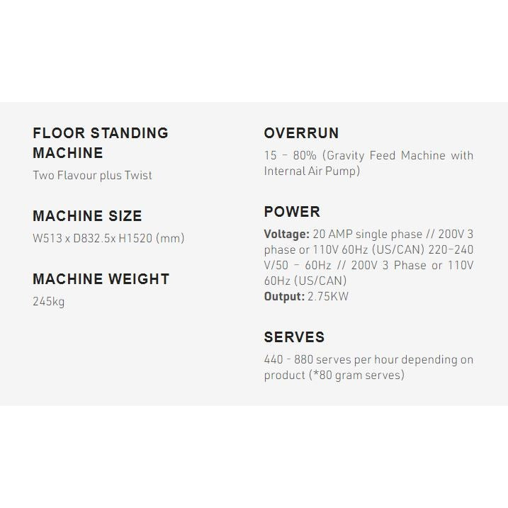 Brullen i95 Pro - 2 Flavour + Twist Floor Standing Ice Cream Machine