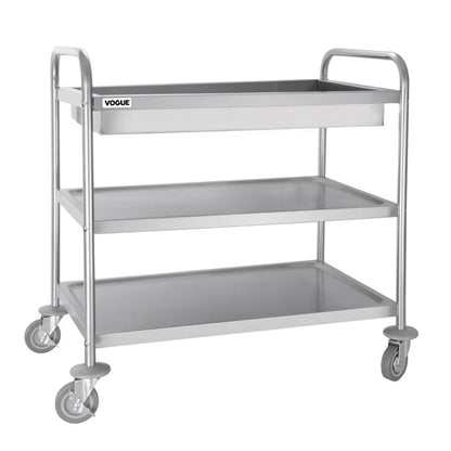 Stainless Steel & Shelving Vogue Stainless Steel 3 Tier Deep Tray Clearing Trolley - CC365 Vogue