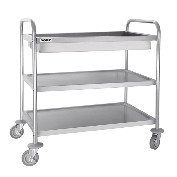 Stainless Steel & Shelving Vogue Stainless Steel 3 Tier Deep Tray Clearing Trolley - CC365 Vogue