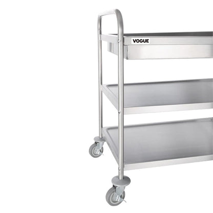 Stainless Steel & Shelving Vogue Stainless Steel 3 Tier Deep Tray Clearing Trolley - CC365 Vogue