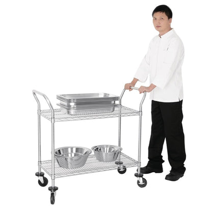 Stainless Steel & Shelving Vogue Chrome 2 Tier Wire Trolley - CC430 Vogue