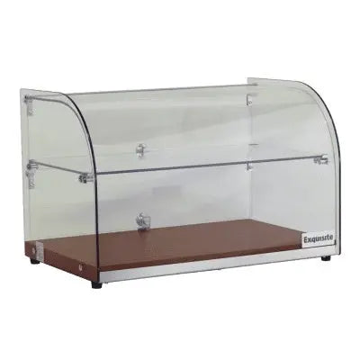 Exquisite CD45-W Two Tiers Curved Glass Ambient Cake Display - Elegant Walnut Colour Mattys