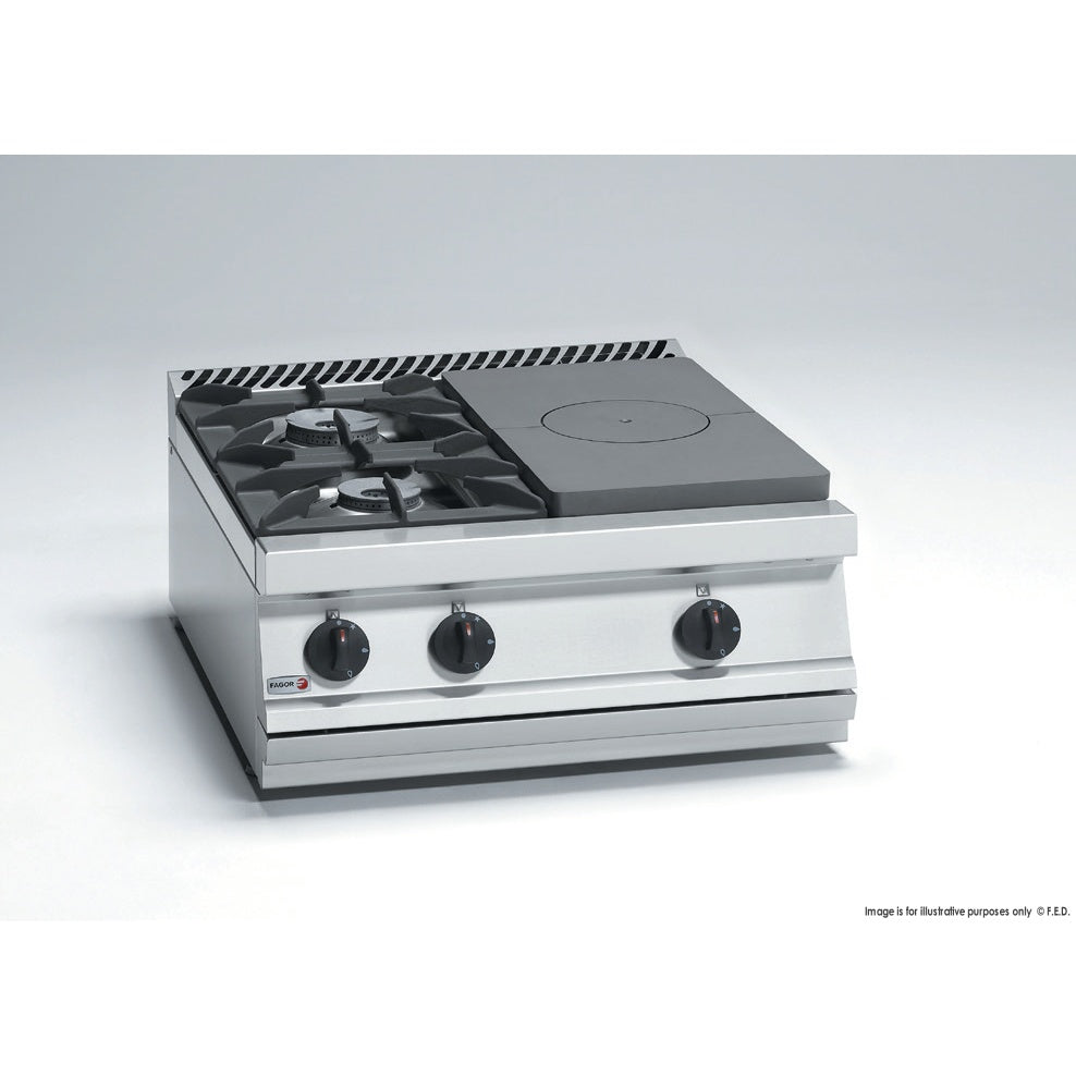 Fagor Gas Target Top with open burner - 2 Burner + Solid Top Right - CG7-30-D Mattys