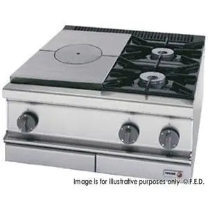 Fagor Gas Target Top with open burner - 2 Burner + Solid Top Left - CG7-30-I Mattys
