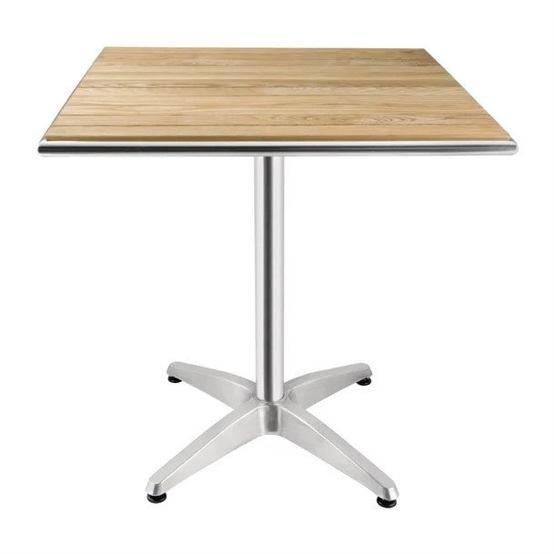 Bolero Square Pedestal Bistro Table Ash & Alu Top - 700mm CG835 Mattys