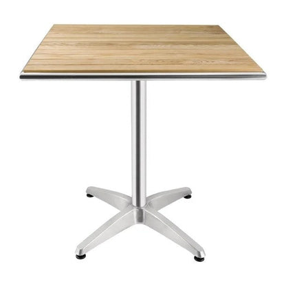 Bolero Square Pedestal Bistro Table Ash & Alu Top - 700mm CG835 Mattys