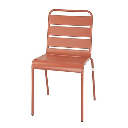 Bolero Terracotta Slatted Steel Side Chairs (Pack of 4) CK063 Mattys