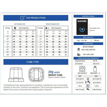 Icematic CS28 PLUS ZP-A Under Counter Self Contained Ice Machine - 28kg Production Mattys